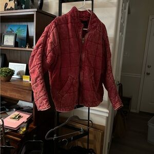 Women's Quilted Red Zip-Front Jacket